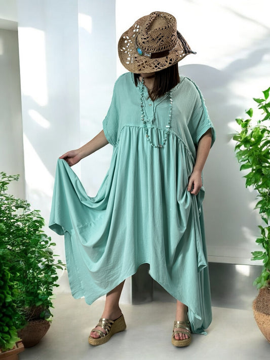 MONICA - ROBE LAGON ASYMETRIQUE JUSQU'A LA TAILLE 54/56