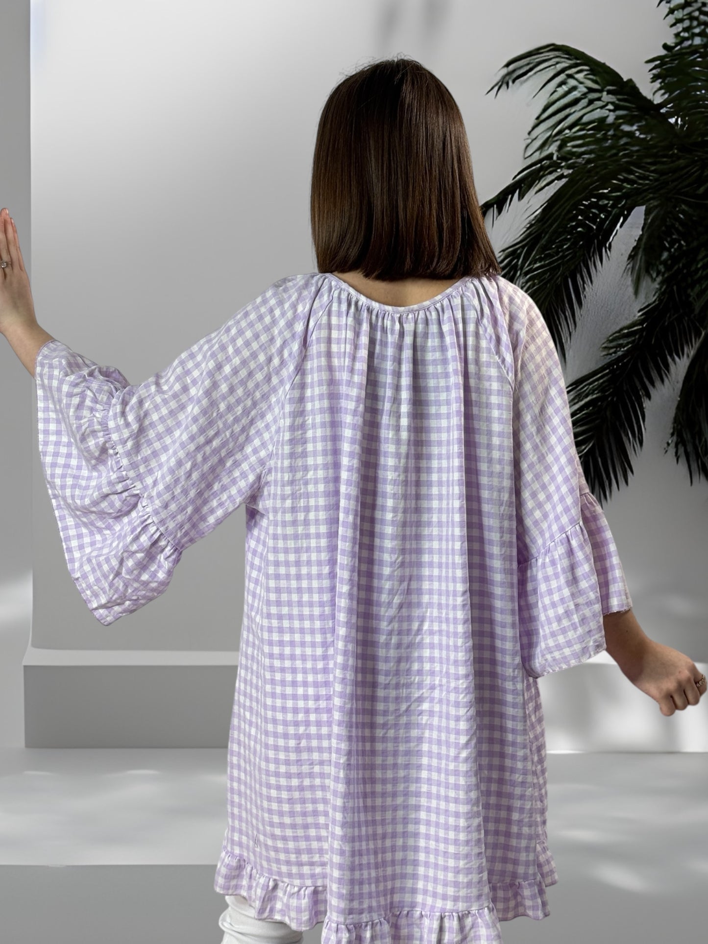 MERYL - TUNIQUE VICHY LILAS JUSQU'A LA TAILLE 54/56