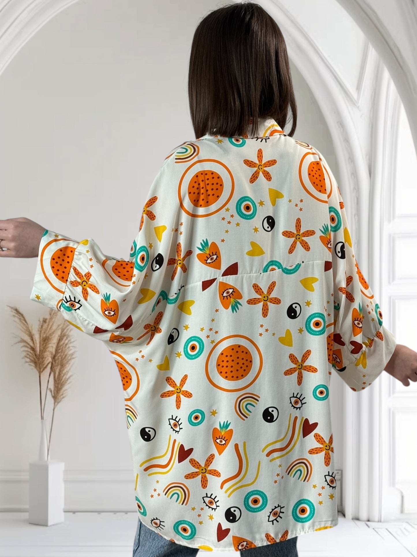 SOLENE - TUNIQUE OVERSIZE A MOTIF JUSQU'A LA TAILLE 54