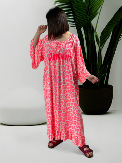 LALOLITA - ROBE LEOPARD FUCHSIA JUSQU'A LA TAILLE 54/56