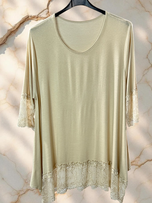 CINDY - TOP BEIGE TAILLE 46 A 56/58