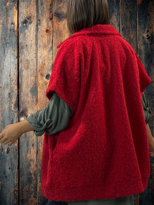 JACK - GILET ROUGE SANS MANCHE AVEC COL JUSQU'A LA TAILLE 54