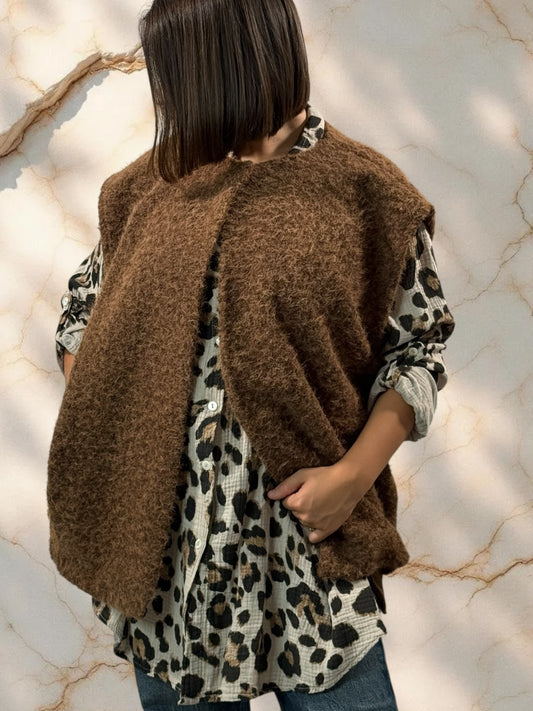 LUDO - GILET MARRON SANS MANCHE JUSQU'A LA TAILLE 50/52