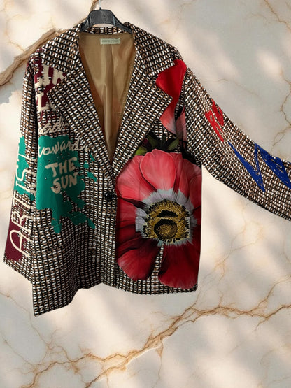 MARICAO - VESTE OVERSIZE MOTIF FLEUR JUSQU'A LA TAILLE 52
