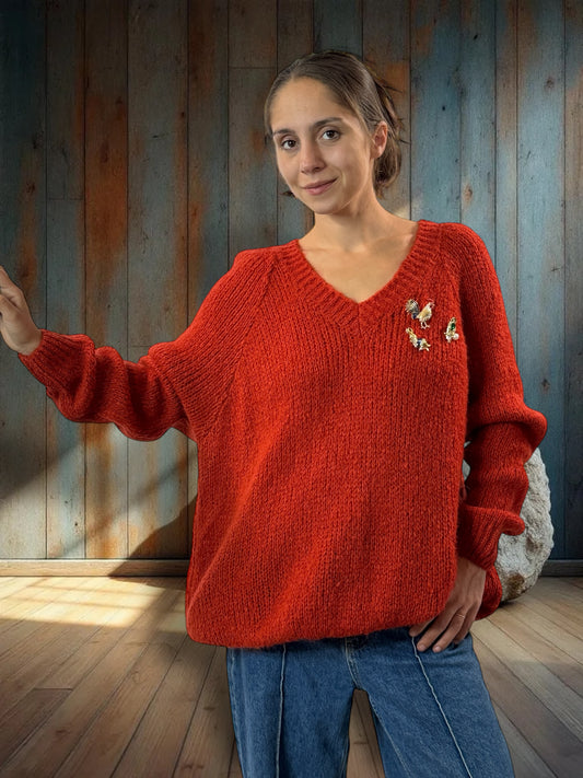MATTEO - PULL ROUX AVEC MOHAIR JUSQU'A LA TAILLE 54