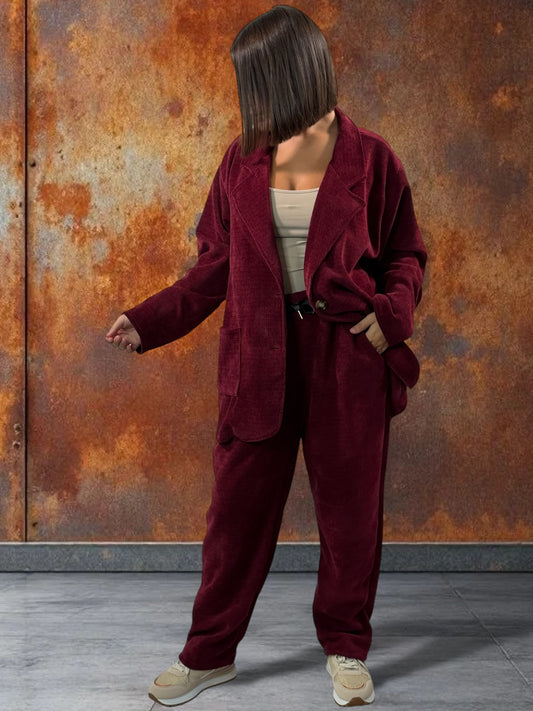 LEON - PANTALON EN VELOURS BORDEAUX TAILLE 44 A 50/52