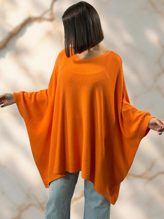 NICKO - PULL OVERSIZE ORANGE JUSQU'A LA TAILLE 60