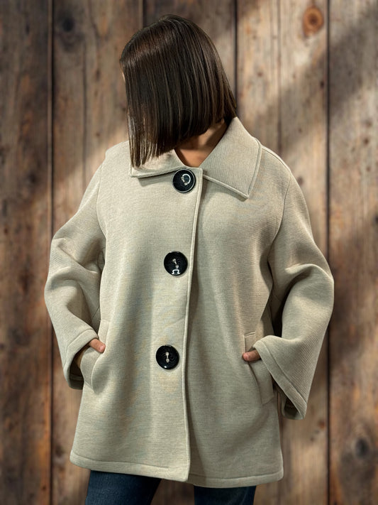 ROSALINA - VESTE OVERSIZE BEIGE JUSQU'A LA TAILLE 52