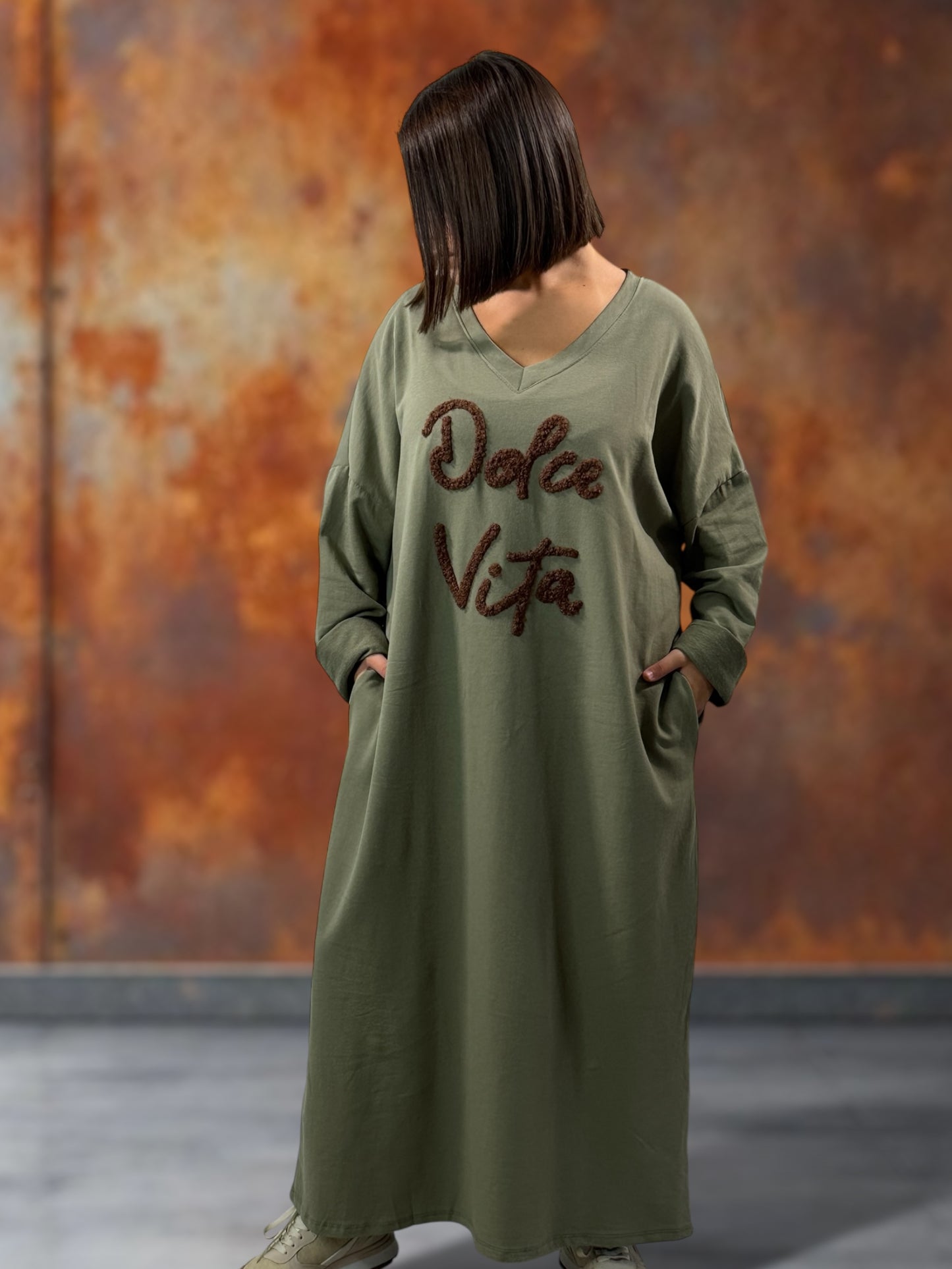 NINON - ROBE OVERSIZE KAKI DOLCE VITA JUSQU'A LA TAILLE 54/56