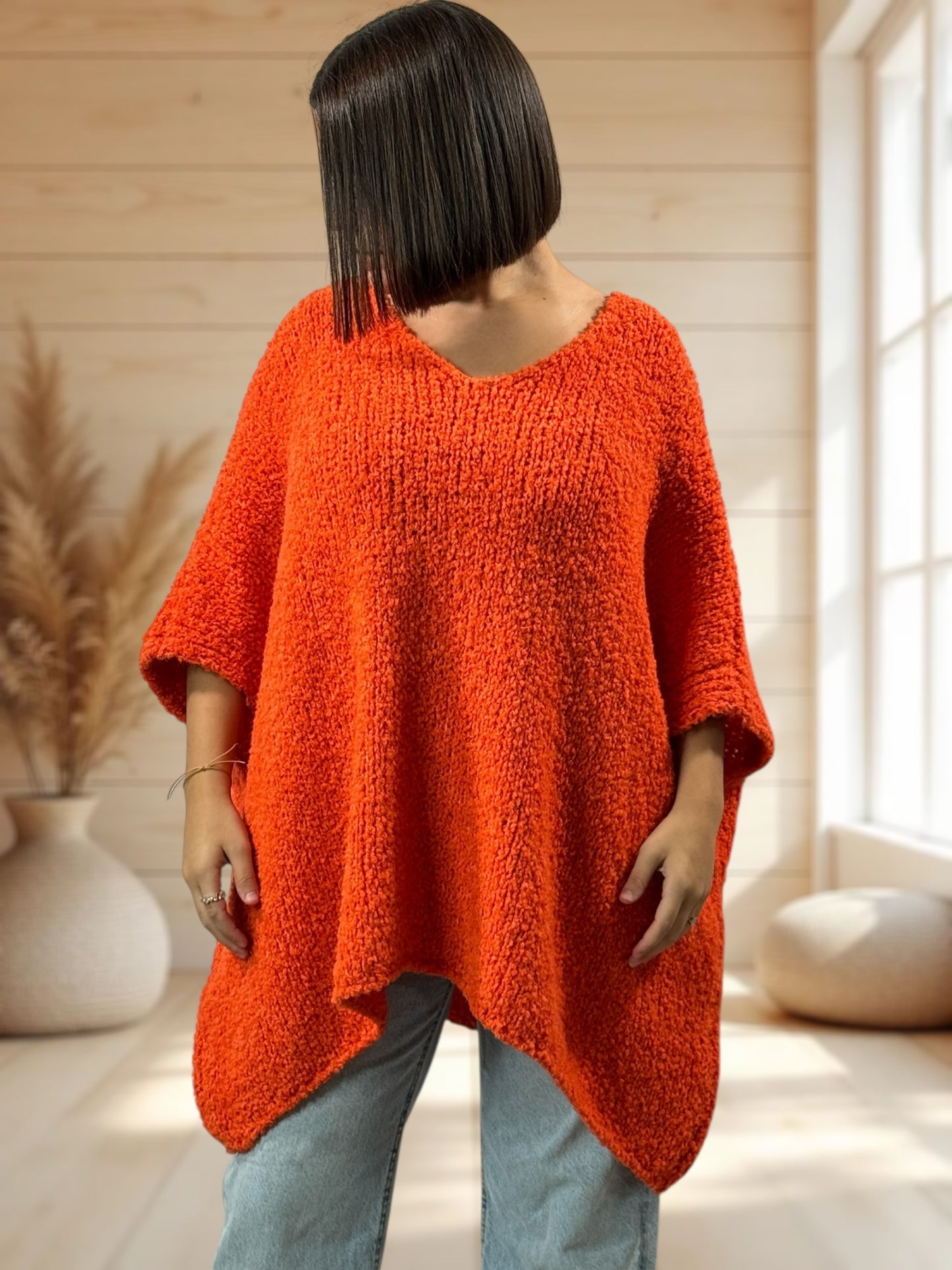 CAMILLE - PULL ORANGE OVERSIZE JUSQU'A LA TAILLE 58