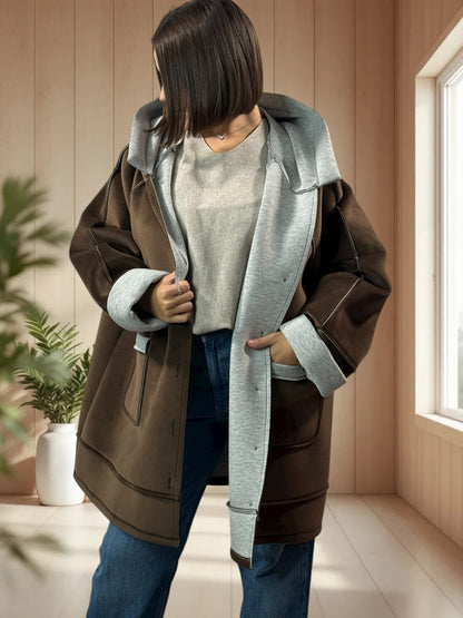 BRADLEY - VESTE A CAPUCHE NOIRE JUSQU'A LA TAILLE 56 MARRON