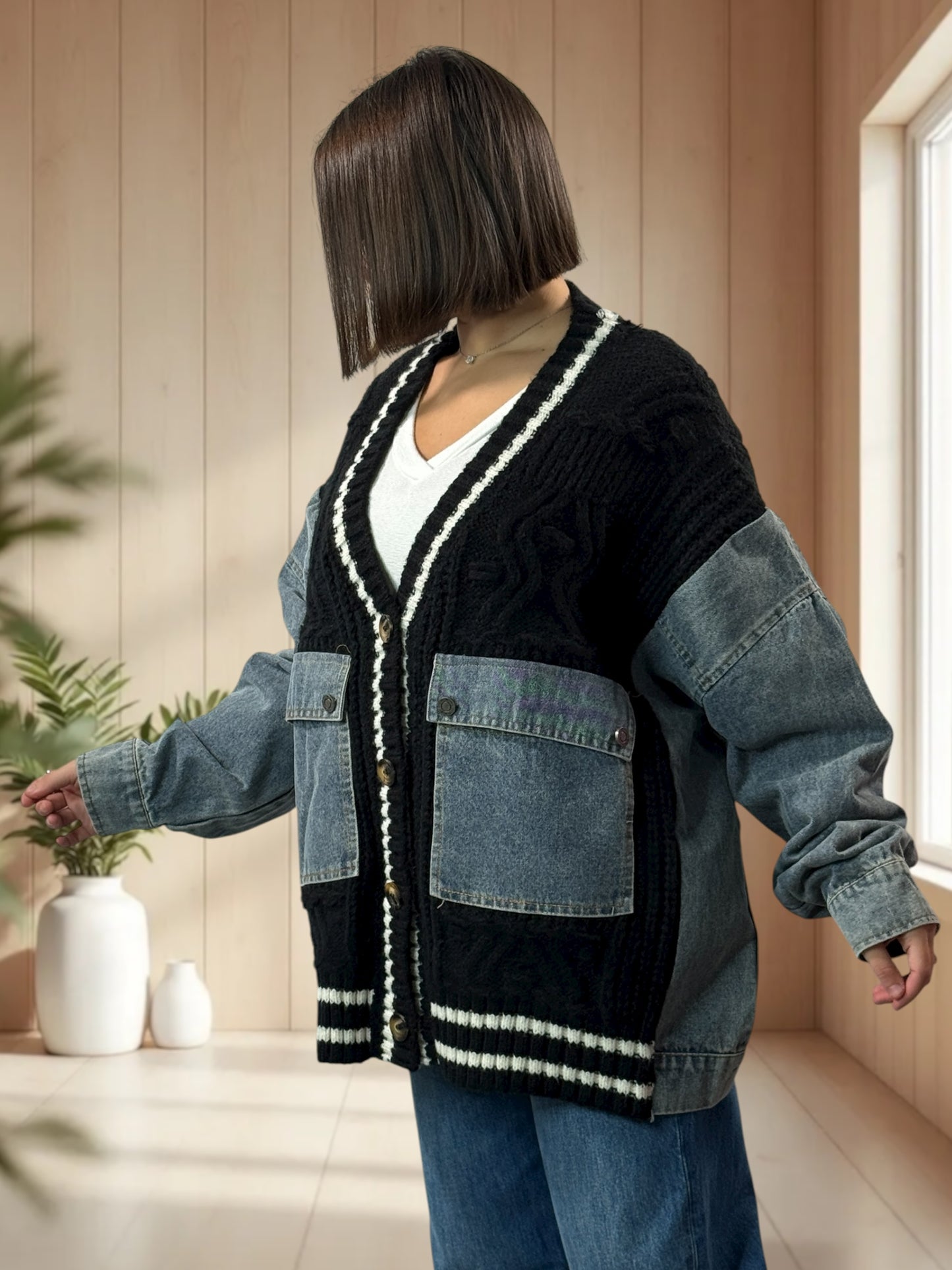 ARTURO - VESTE NOIRE OVERSIZE AVEC JEAN JUSQU'A LA TAILLE 54/56