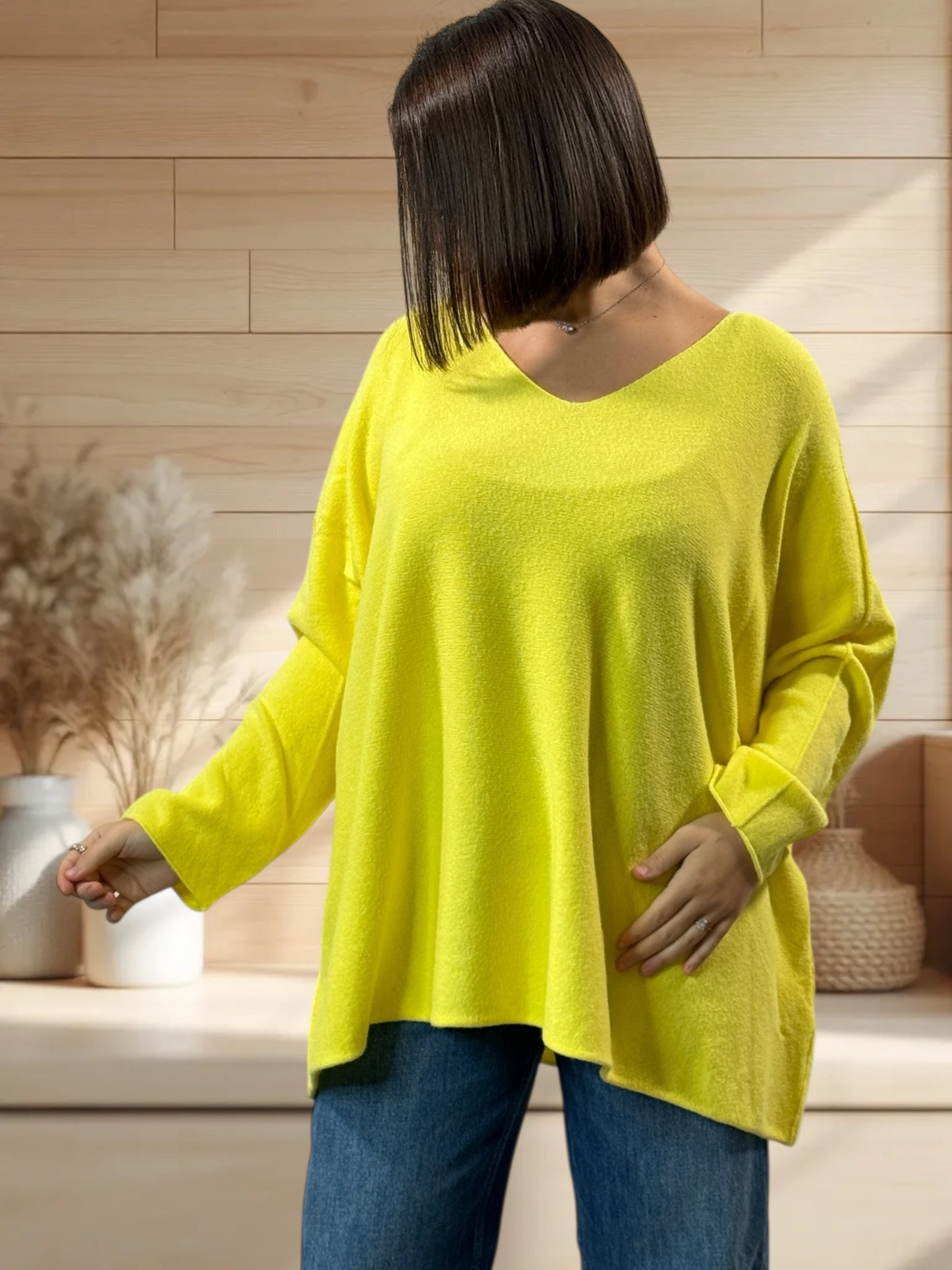 PALOMA - PULL OVERSIZE JAUNE JUSQU'A LA TAILLE 56