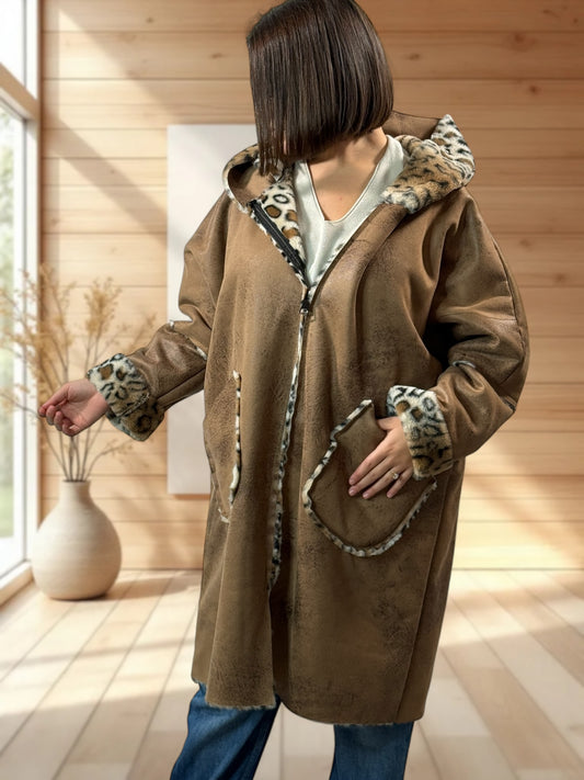 KARL - VESTE A CAPUCHE CAMEL JUSQU'A LA TAILLE 54/56