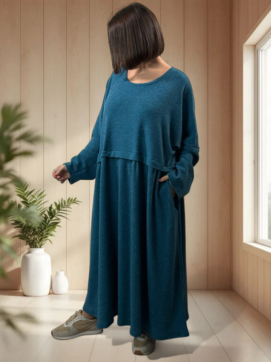 MADELINE - ROBE OVERSIZE BLEU CANARD JUSQU'A LA TAILLE 60