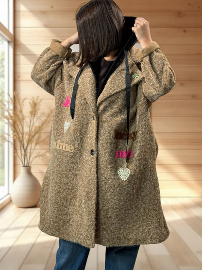 JULIUS - MANTEAU CAMEL A CAPUCHE JUSQU'A LA TAILLE 52