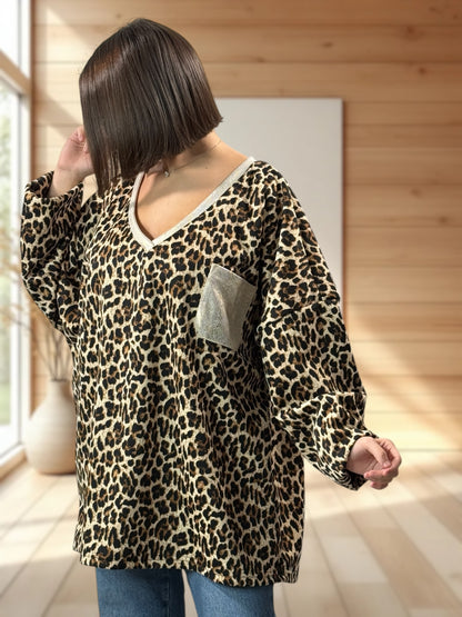 CLARENCE - SWEAT OVERSIZE LEOPARD JUSQU'A LA TAILLE 54