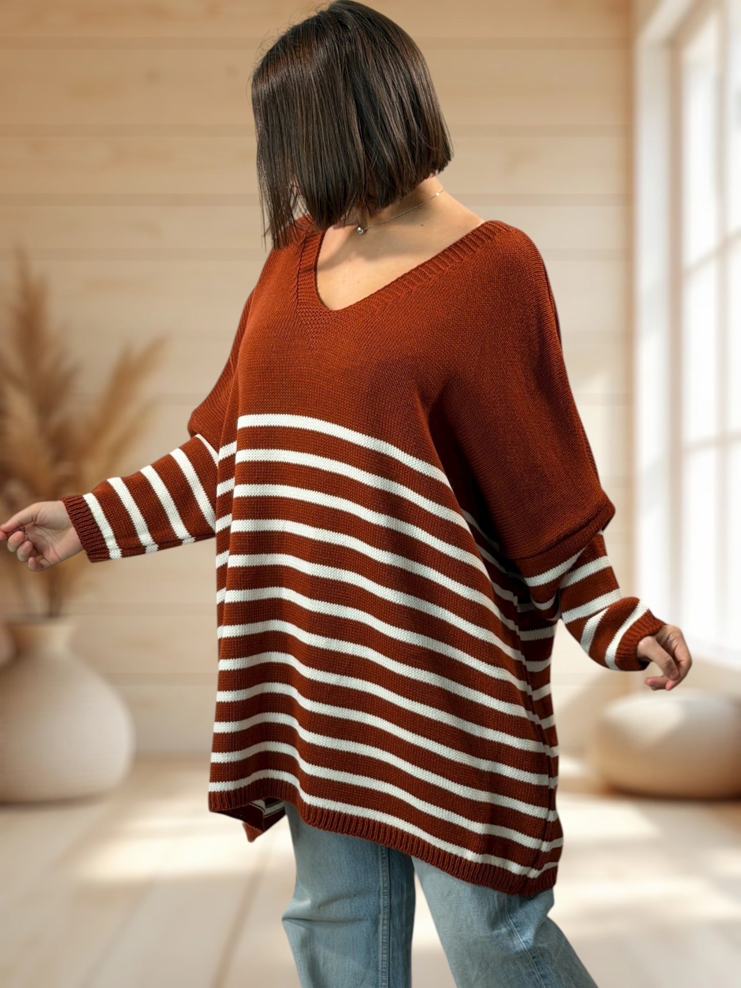 MANU - PULL MARINIERE ROUX JUSQU'A LA TAILLE 56/58