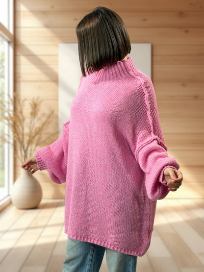 ESTELLE - PULL OVERSIZE ROSE JUSQU'A LA TAILLE 56/58