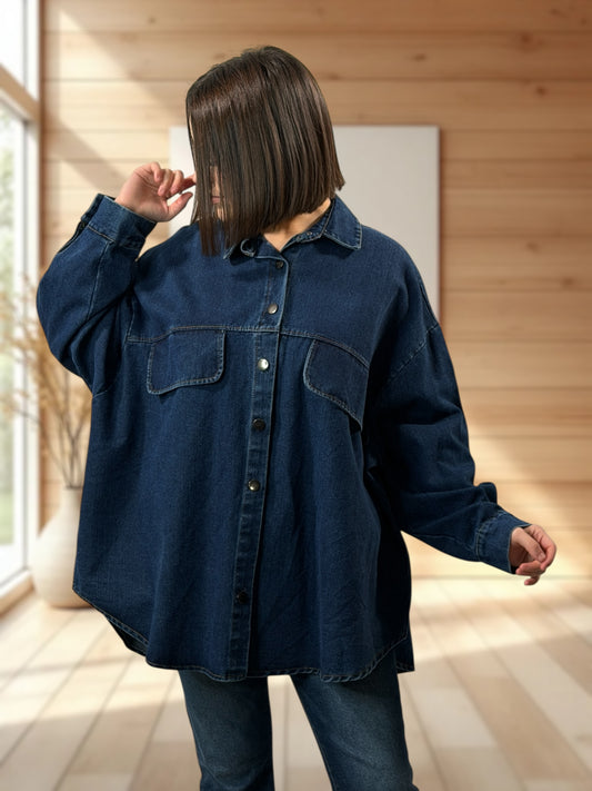 JORDAN - CHEMISE OVERSIZE EN JEAN JUSQU'A LA TAILLE 54/56