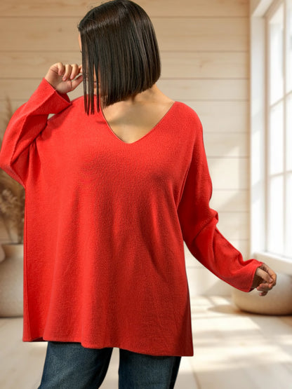 LARA - PULL OVERSIZE ORANGE JUSQU'A LA TAILLE 54