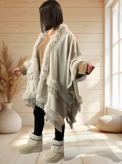 MAGNOLIA - CAPE BEIGE FAUSSE FOURRURE