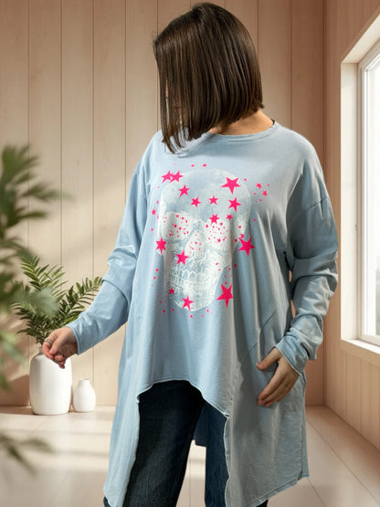 MARIUS - SWEAT OVERSIZE BLEU CIEL JUSQU'A LA TAILLE 54