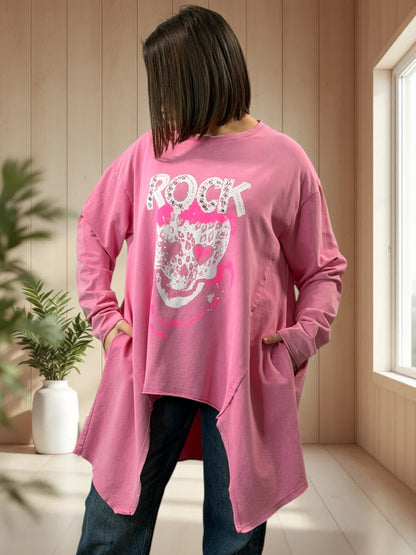 MARLON - SWEAT OVERSIZE ROSE JUSQU'A LA TAILLE 54
