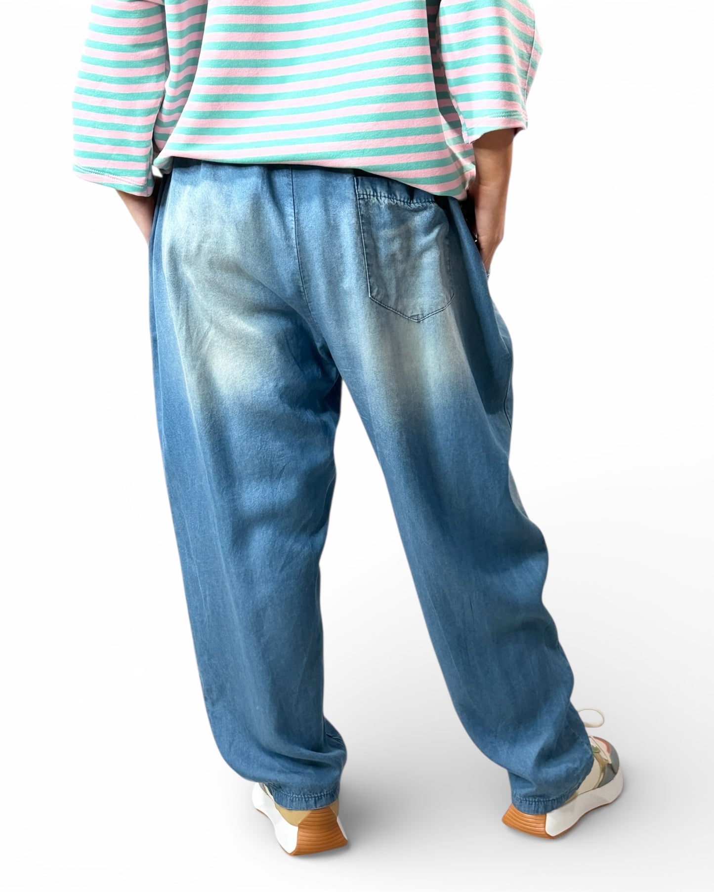 CRISTIANO - PANTALON AMPLE FLUIDE EN JEAN TENCEL TAILLE 40/42 A 48