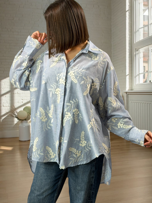 VICTORIA - CHEMISE OVERSIZE BRODEE A RAYURE JUSQU'A LA TAILLE 54