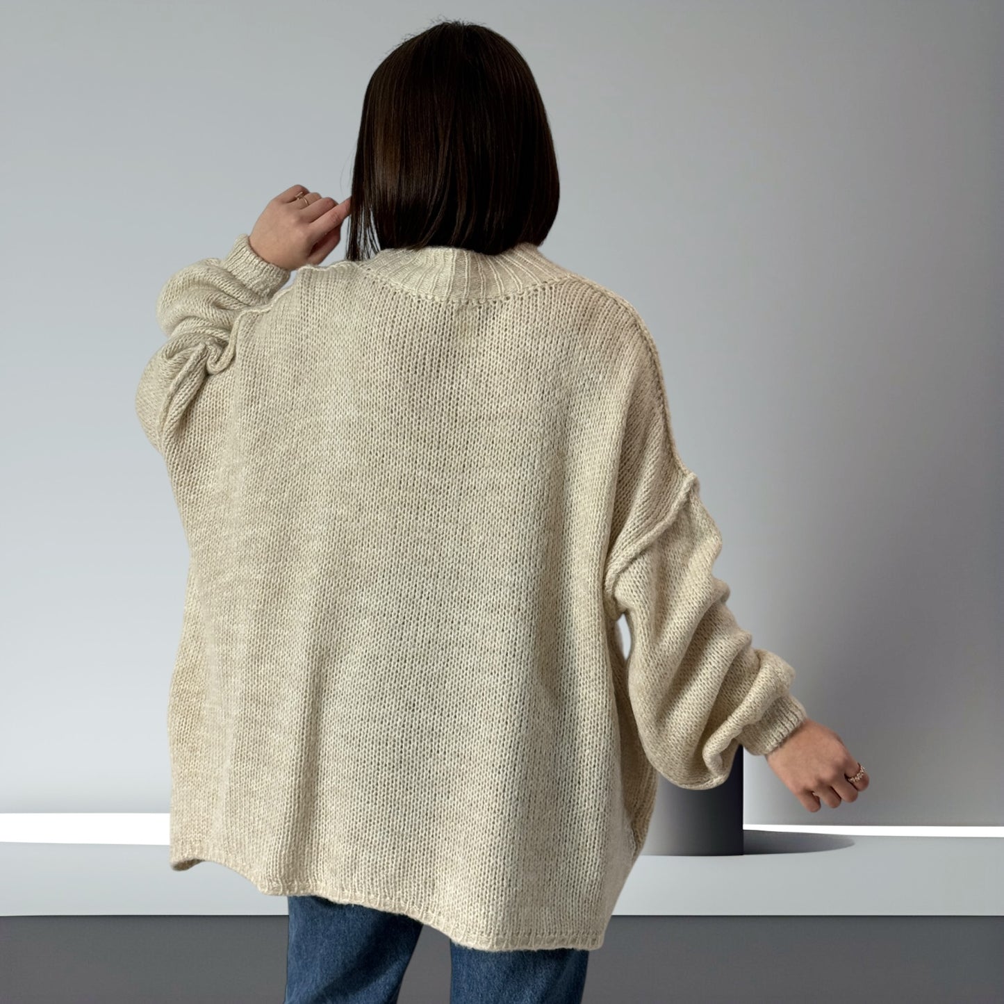 ELIOTT- PULL OVERSIZE BEIGE JUSQU'A LA TAILLE 54/56