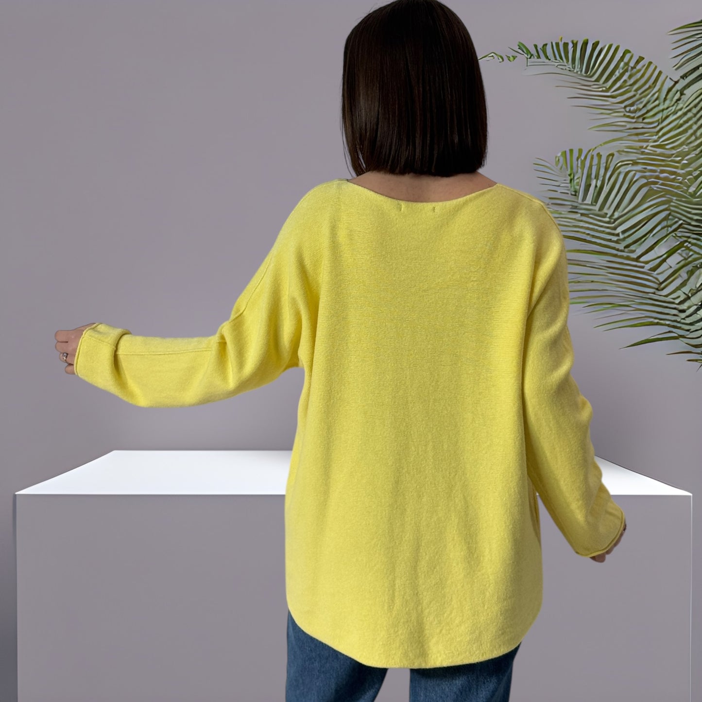 LARA - PULL OVERSIZE JAUNE JUSQU'A LA TAILLE 54