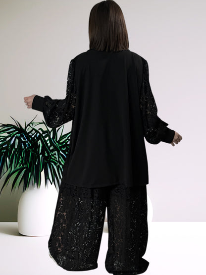 GIULIA - BLAZER NOIR MANCHES EN DENTELLE JUSQU'A LA TAILLE 54
