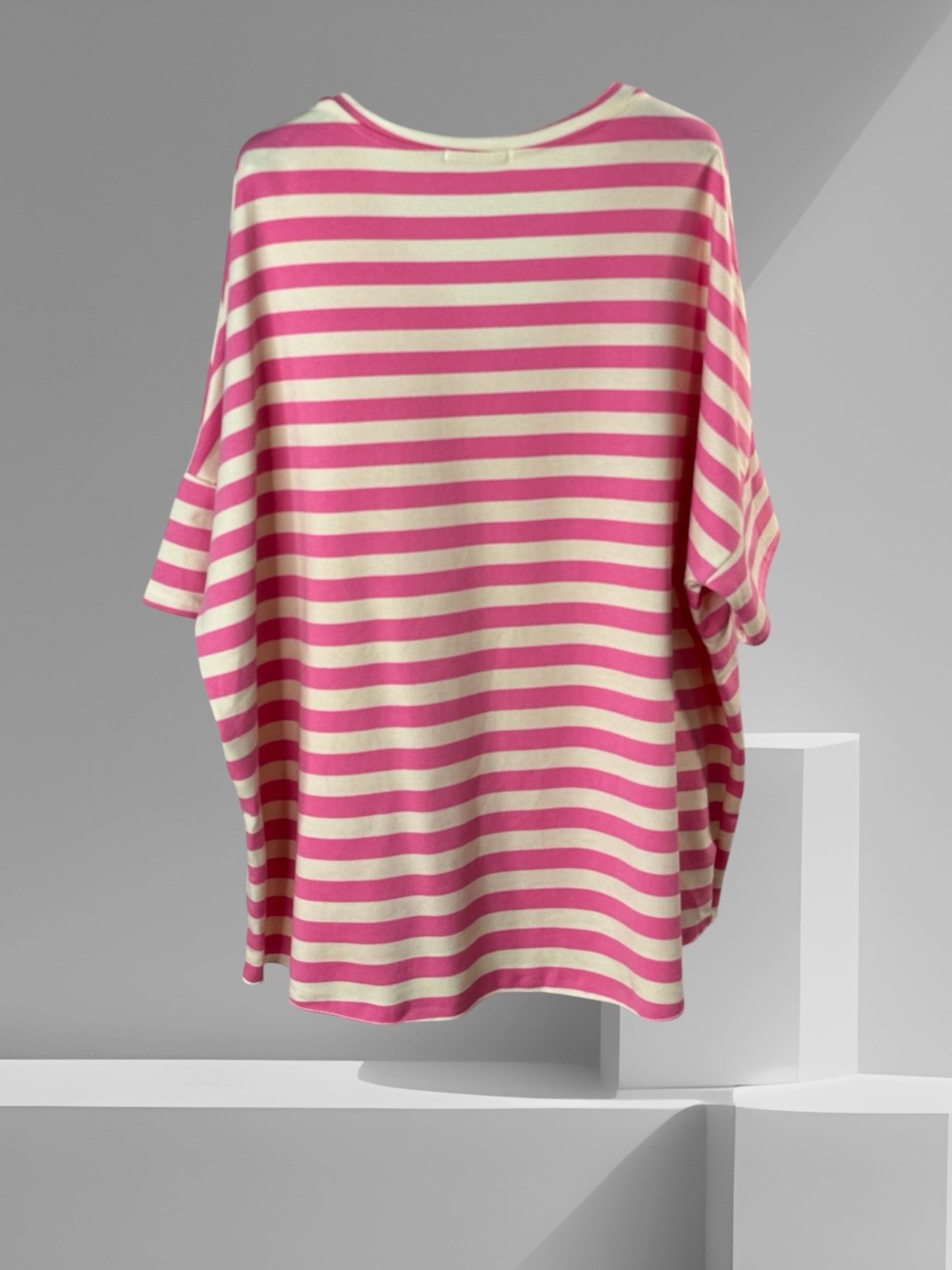 RAMATUELLE - MARINIERE OVERSIZE RAYURE ROSE JUSQU'A LA TAILLE 58