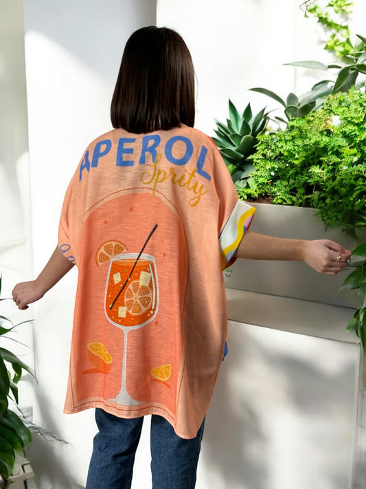 NATHY - CHEMISE OVERSIZE MOTIF APERO JUSQU'A LA TAILLE 56