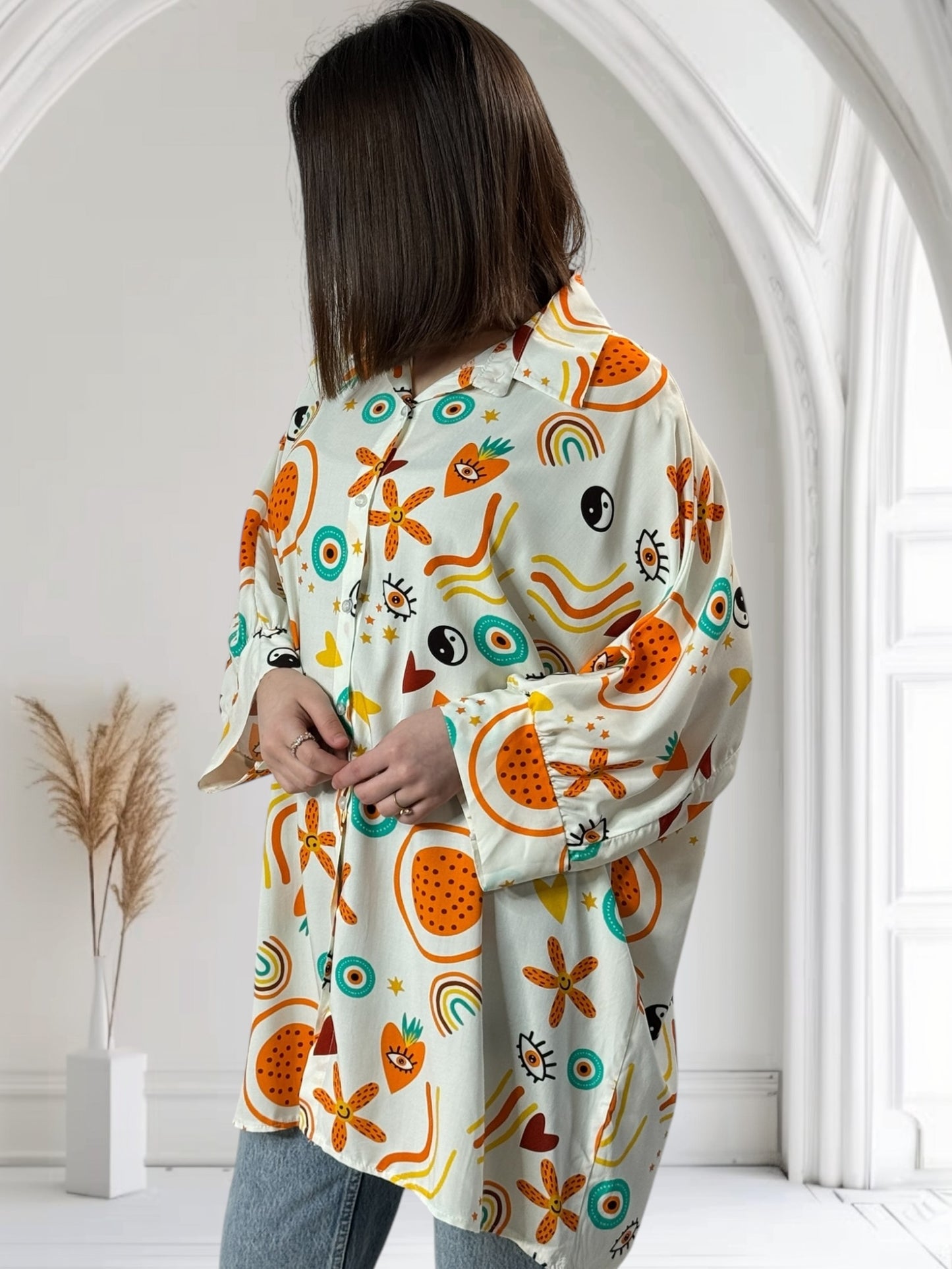 SOLENE - TUNIQUE OVERSIZE A MOTIF JUSQU'A LA TAILLE 54