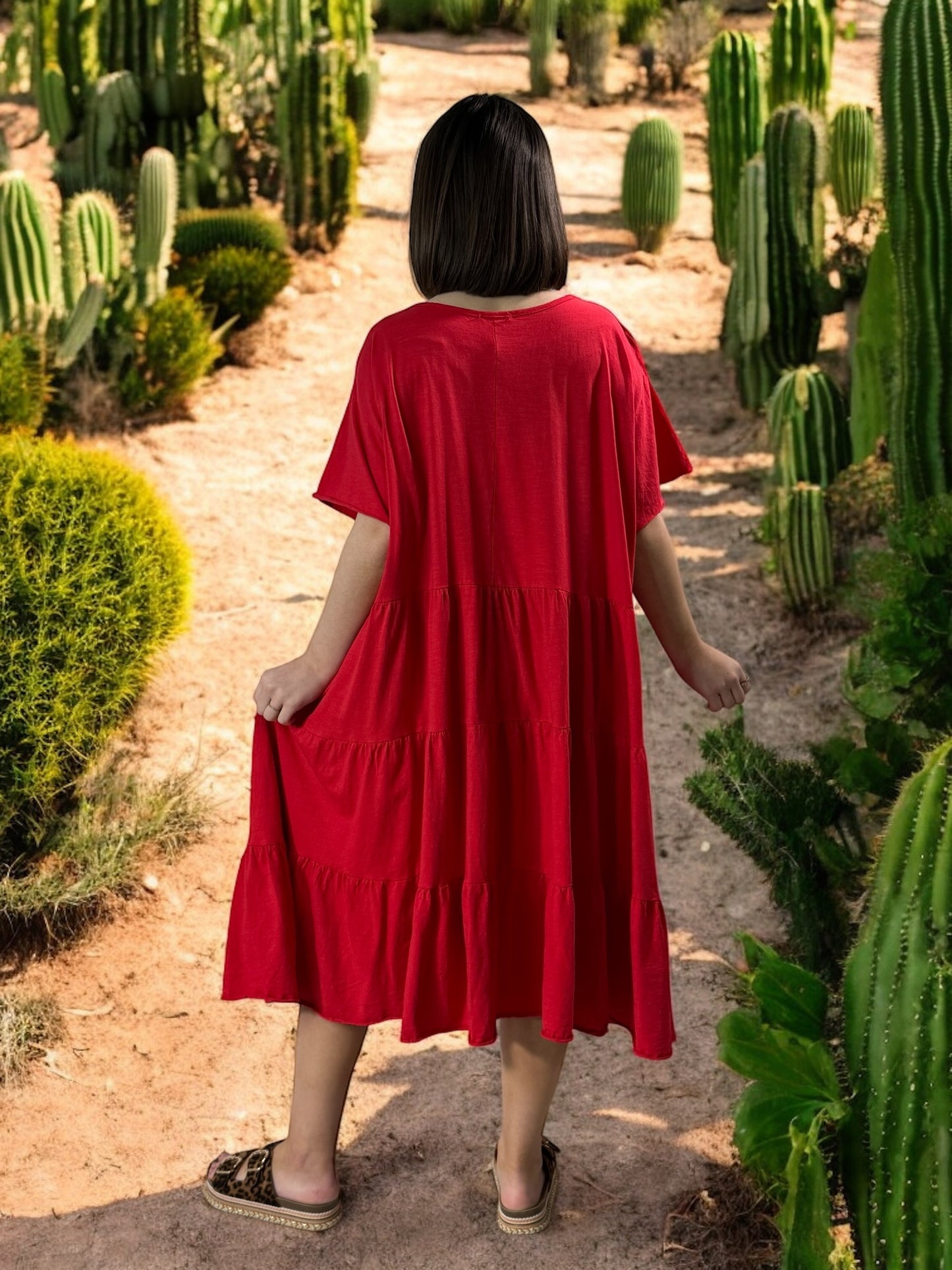 ELSA - ROBE ROUGE OVERSIZE JUSQU'A LA TAILLE 56