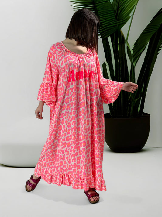 LALOLITA - ROBE LEOPARD FUCHSIA JUSQU'A LA TAILLE 54/56