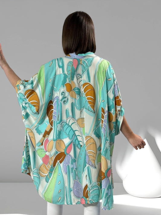 ANELISE - TUNIQUE OVERSIZE MOTIF LAGON JUSQU'A LA TAILLE 58
