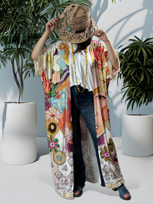 SANTAFEE - KIMONO FLUIDE OVERSIZE JUSQU'A LA TAILLE 56/58 REF1