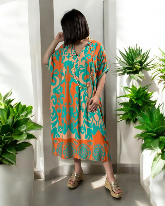 LALY - ROBE OVERSIZE MOTIF LAGON JUSQU'A LA TAILLE 54