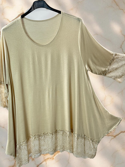 CINDY - TOP BEIGE TAILLE 46 A 56/58