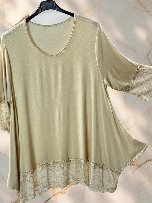 CINDY - TOP BEIGE TAILLE 46 A 56/58