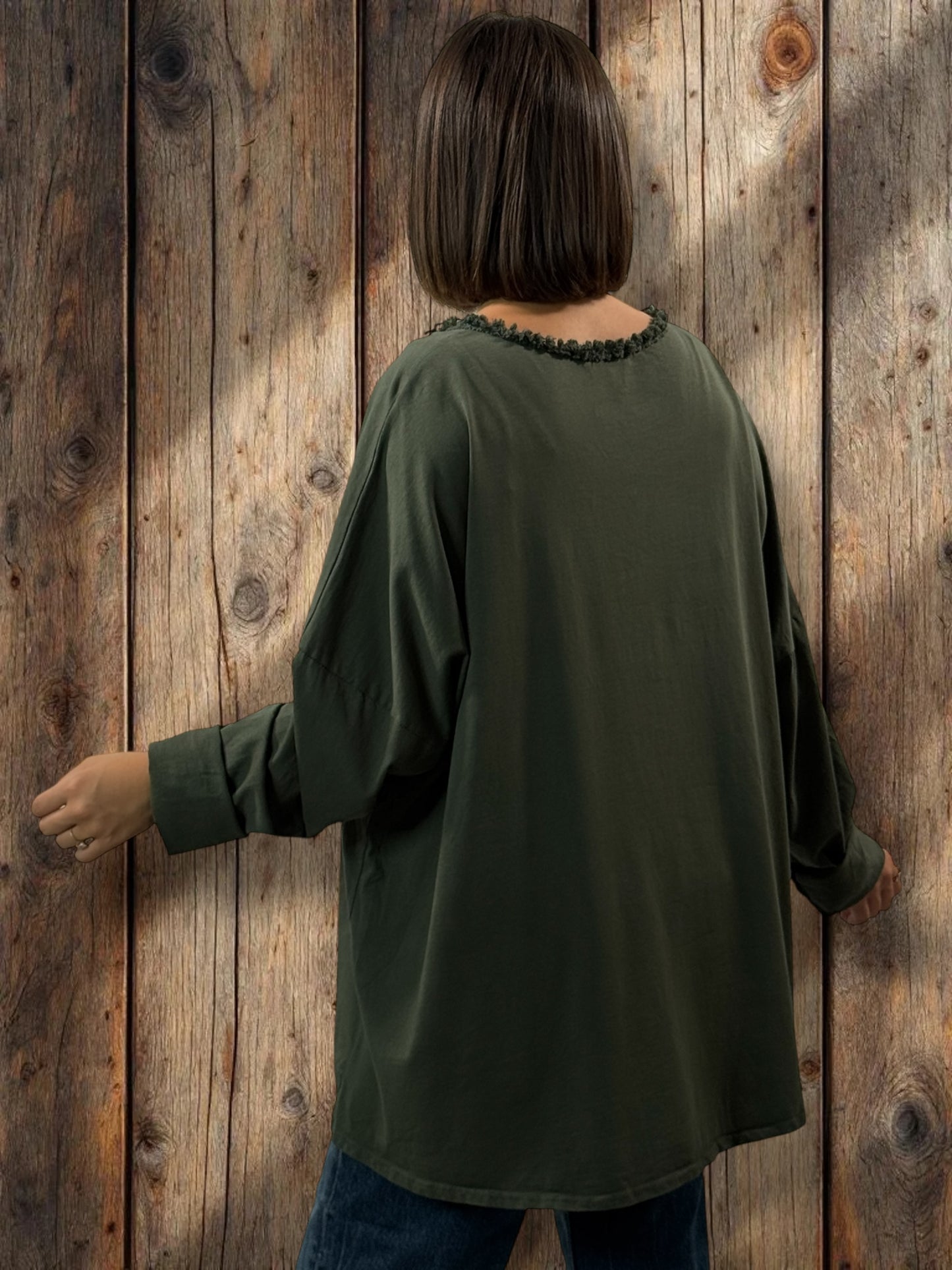 ESTEBAN - T-SHIRT KAKI MANCHES LONGUES JUSQU'A LA TAILLE 56