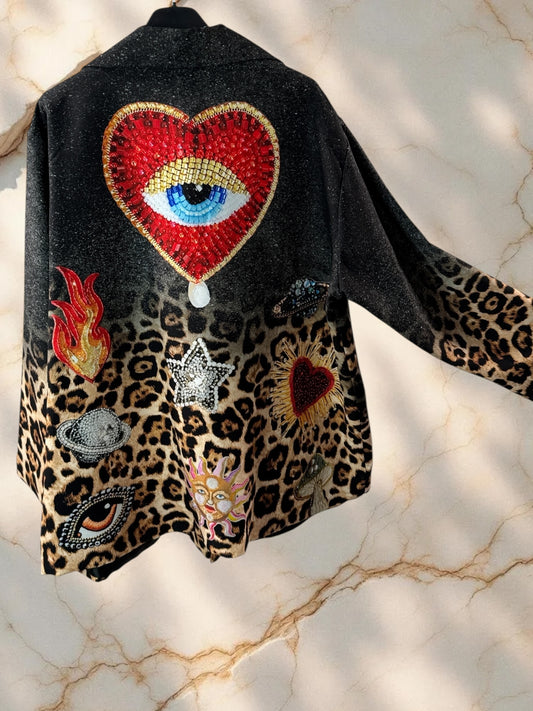 MARICAO - VESTE OVERSIZE MOTIF SKULL ET COEUR JUSQU'A LA TAILLE 52