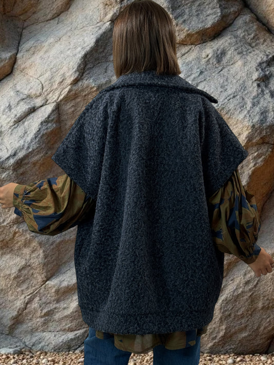 JACK - GILET BLEU SANS MANCHE AVEC COL JUSQU'A LA TAILLE 54