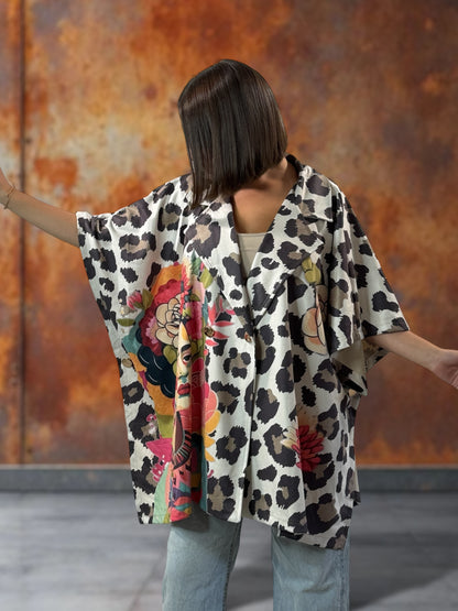 CEZANNE - VESTE CAPE EN SUEDINE JUSQU'A LA TAILLE 60