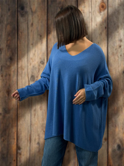 PALOMA - PULL OVERSIZE BLEU JUSQU'A LA TAILLE 56