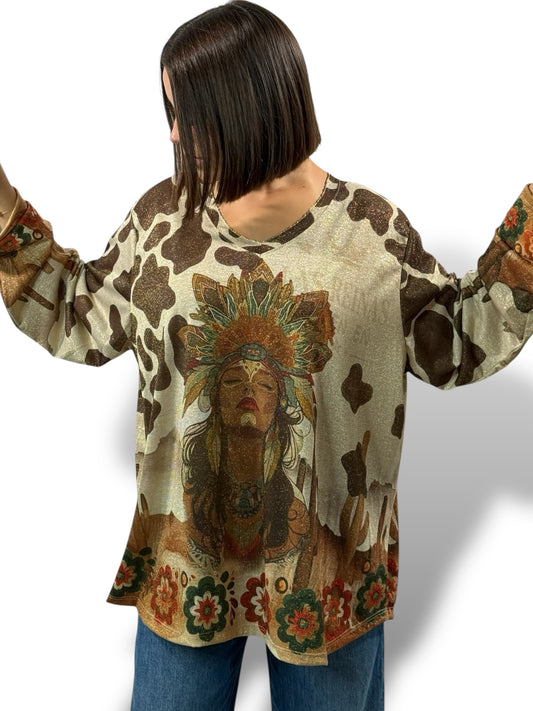 MARYLIN - TOP OVERSIZE FLUIDE SCINTILLANT JUSQU'A LA TAILLE 54