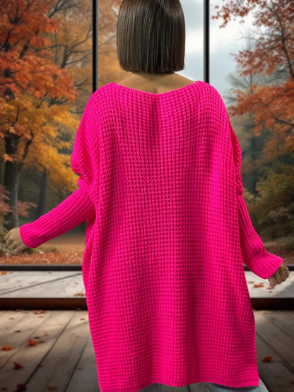 LOVELY - PULL OVERSIZE FUCHSIA JUSQU'A LA TAILLE 56/58